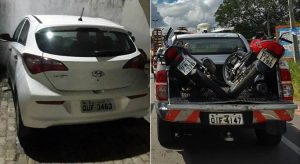 Carro recuperado pela PM em Assaré, além de duas motos em Juazeiro e duas em Crato