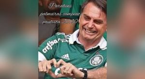 Bolsonaro não se manifesta sobre 100 mil mortos por Covid-19, mas parabeniza título do Palmeiras