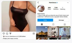 Perfil do papa Francisco no Instagram curte foto sensual pela segunda vez