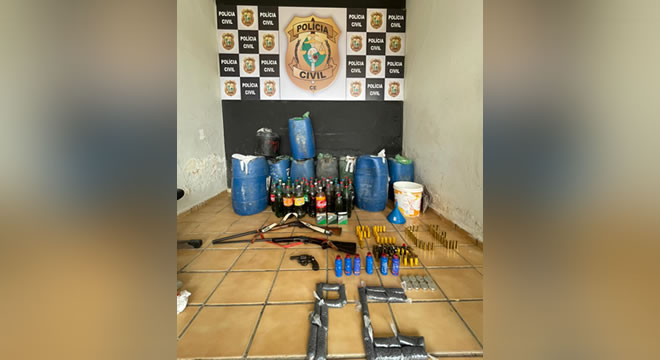 Polícia Civil apreende armas, munições e combustível clandestino, em Icó