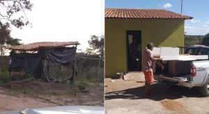 Casal que vivia em barracão ganha casa construída por voluntários