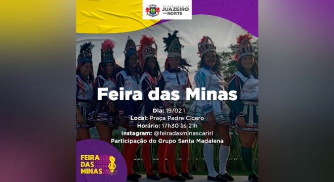 Em parceria com a Secult, Feira das Minas Cariri acontece neste sábado, 19